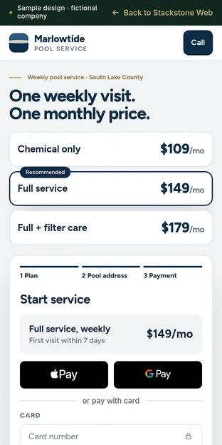 Screenshot of the same sample site on a phone